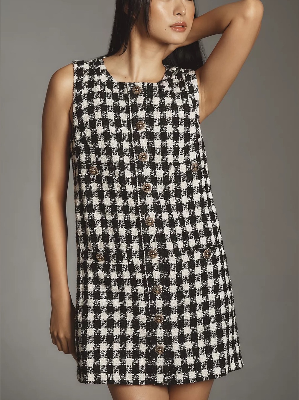 Reformation Tropez Mini Dress Black White Gingham Check Size 4